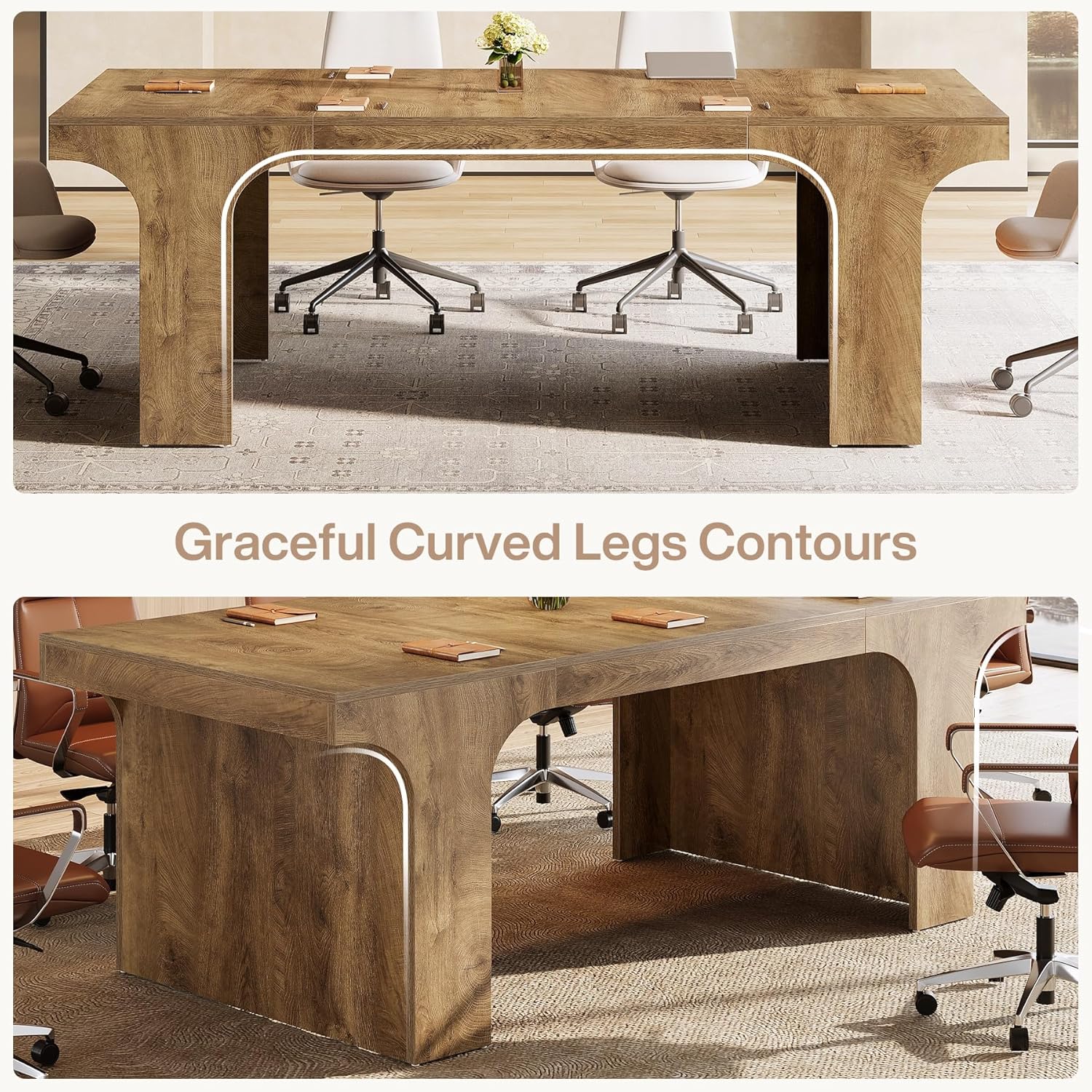 Tribesigns 70.87" W x 31.5" D Executive Conference Table for 6-8, Large Office Meeting Table, Simple Computer Writing Desk Workstation for Meeting Room, Boardroom, Wood Grain