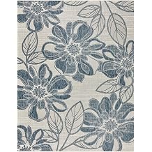 Gertmenian Indoor Outdoor Casual Area Rug - 6x9 Medium, Fade Resistant, Ideal for High Traffic in Living Room, Bedroom, Patio - Woodbury Floral, Navy, 28814