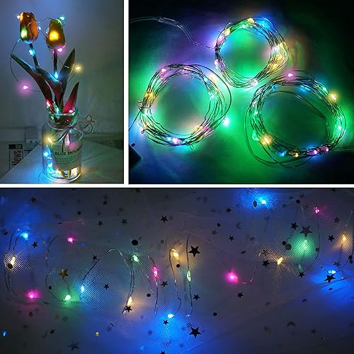 Miniatura 3 de Cynzia - cadena de 20 luces LED estrelladas alimentadas con pilas (incluidas), cable de cobre de 6.6pies, luces luciérnaga a prueba de agua para