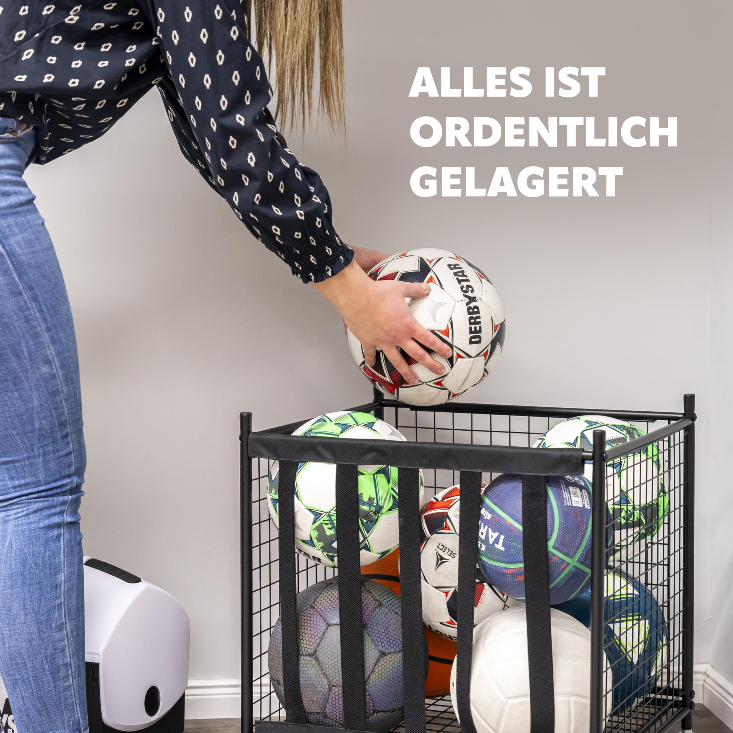 Voetbal Accessoires CFHOOAY Hangende Sportorganizer – Opbergtas Voor Ballen, Helmen, Rackets – Boven De Deur Of Aan De Muur Opbergen Basketbal Voetbal