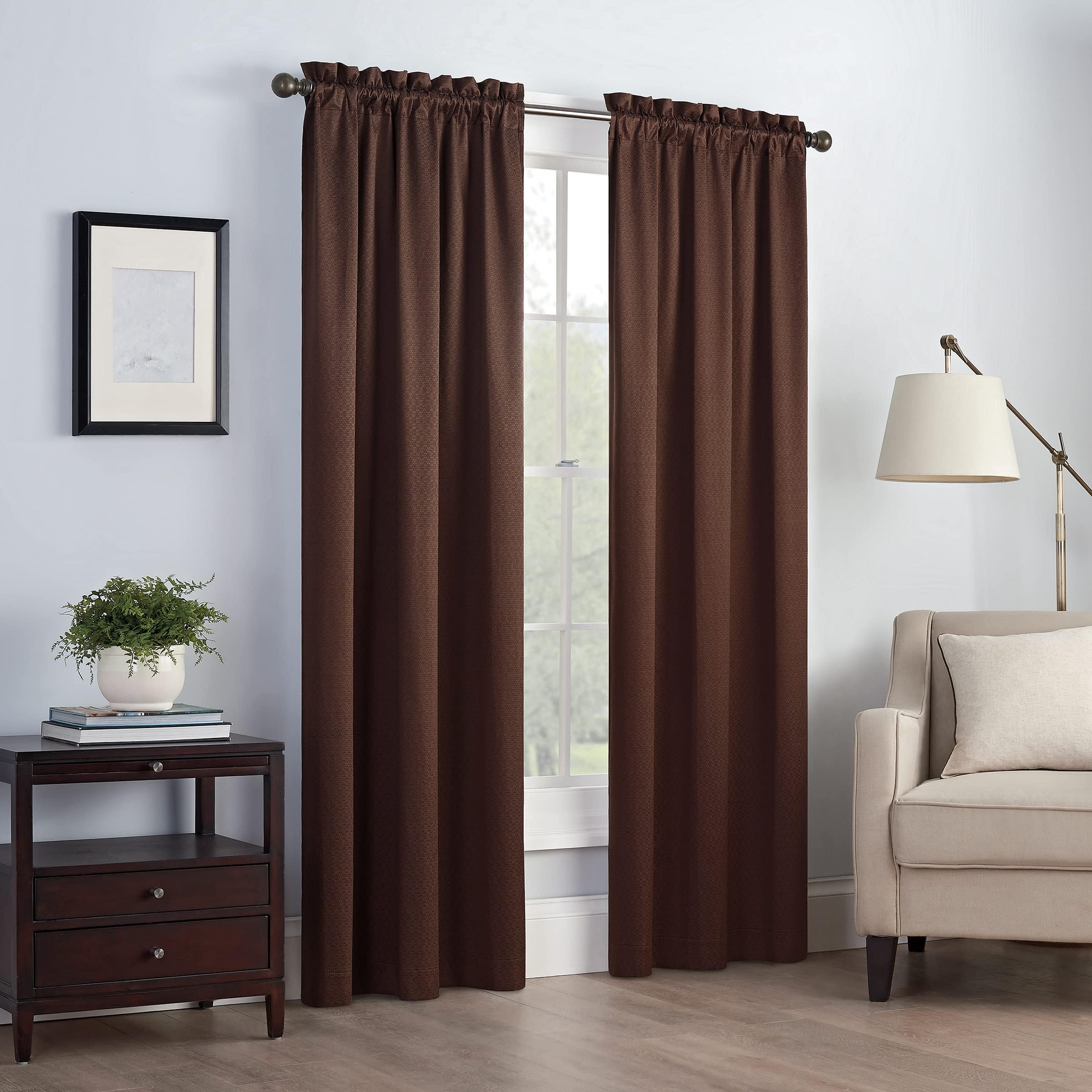 ECLIPSECanova Thermal Insulated Single Panel Rod Pocket Darkening Curtains for Living Room, 42 in x 63 in, CHOCOLATE