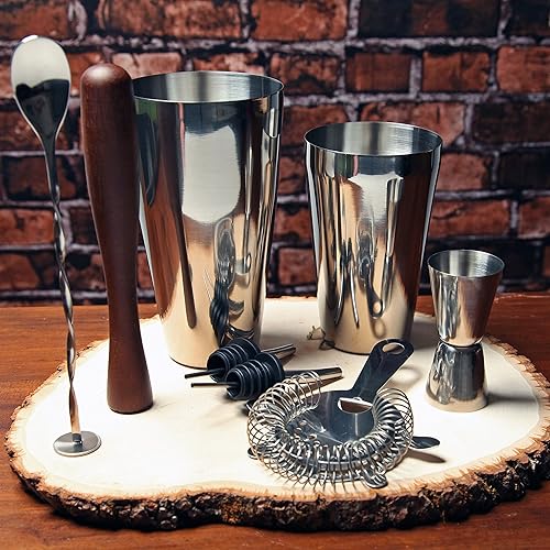 Miniatura 4 de Juego de coctelera profesional para barman  Herramientas y accesorios de bartender  Coctelera de Martini de acero inoxidable, colador, triturador,
