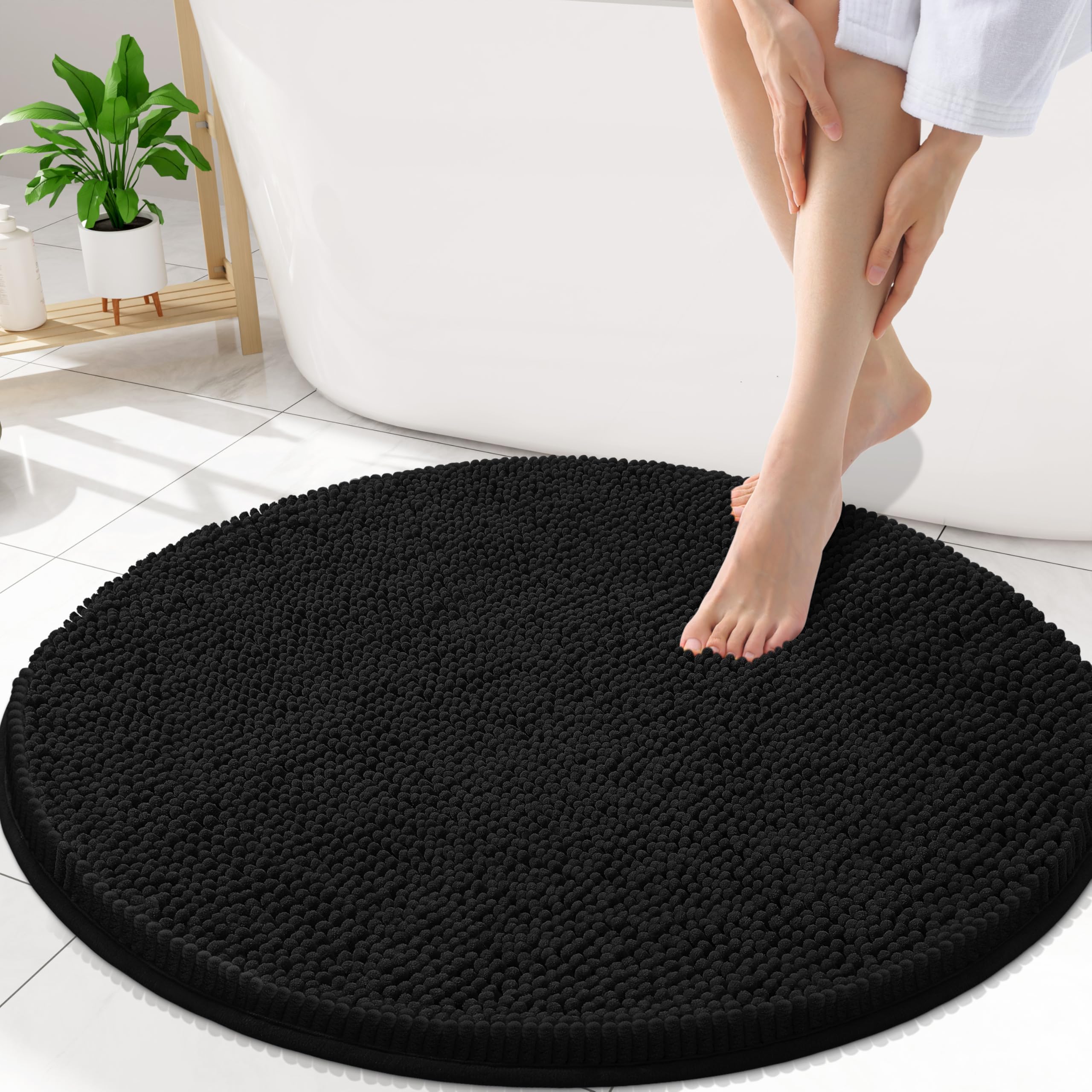 Smiry Round Bathroom Rugs 30X30, Chenille Extra Soft Absorbent Bath Mat