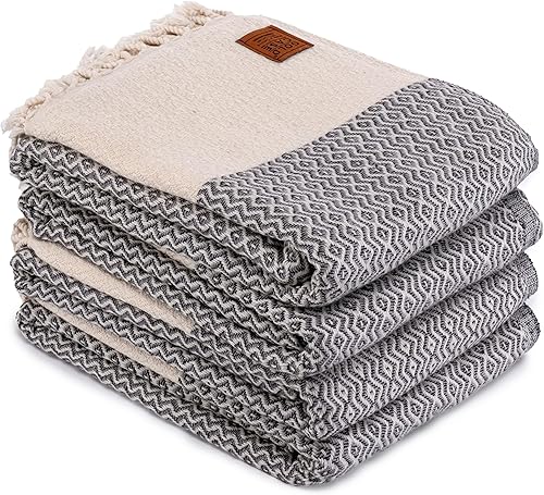 Miniatura 156 de Gold CASE - Juego de 4 toallas de mano turcas para baño, toallas de baño 100% algodón, toalla pequeña de cocina Helen para spa, cara, té y paño