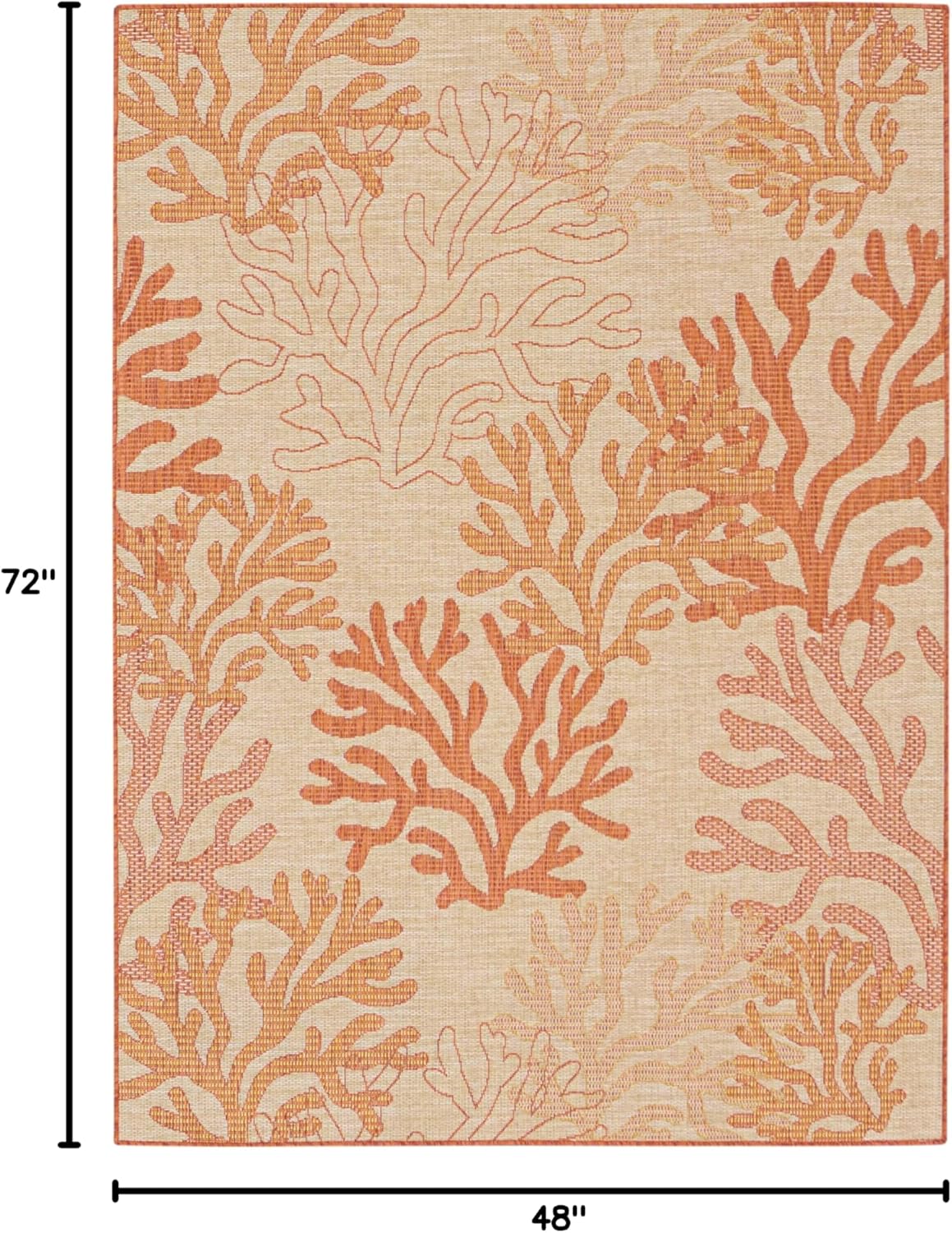 Nourison Home Garden Oasis Coral 4' x 6' Area Rug - Easy Clean, Non Shedding, Bed Room, Living Room, Dining Room, Kitchen (4' x 6')