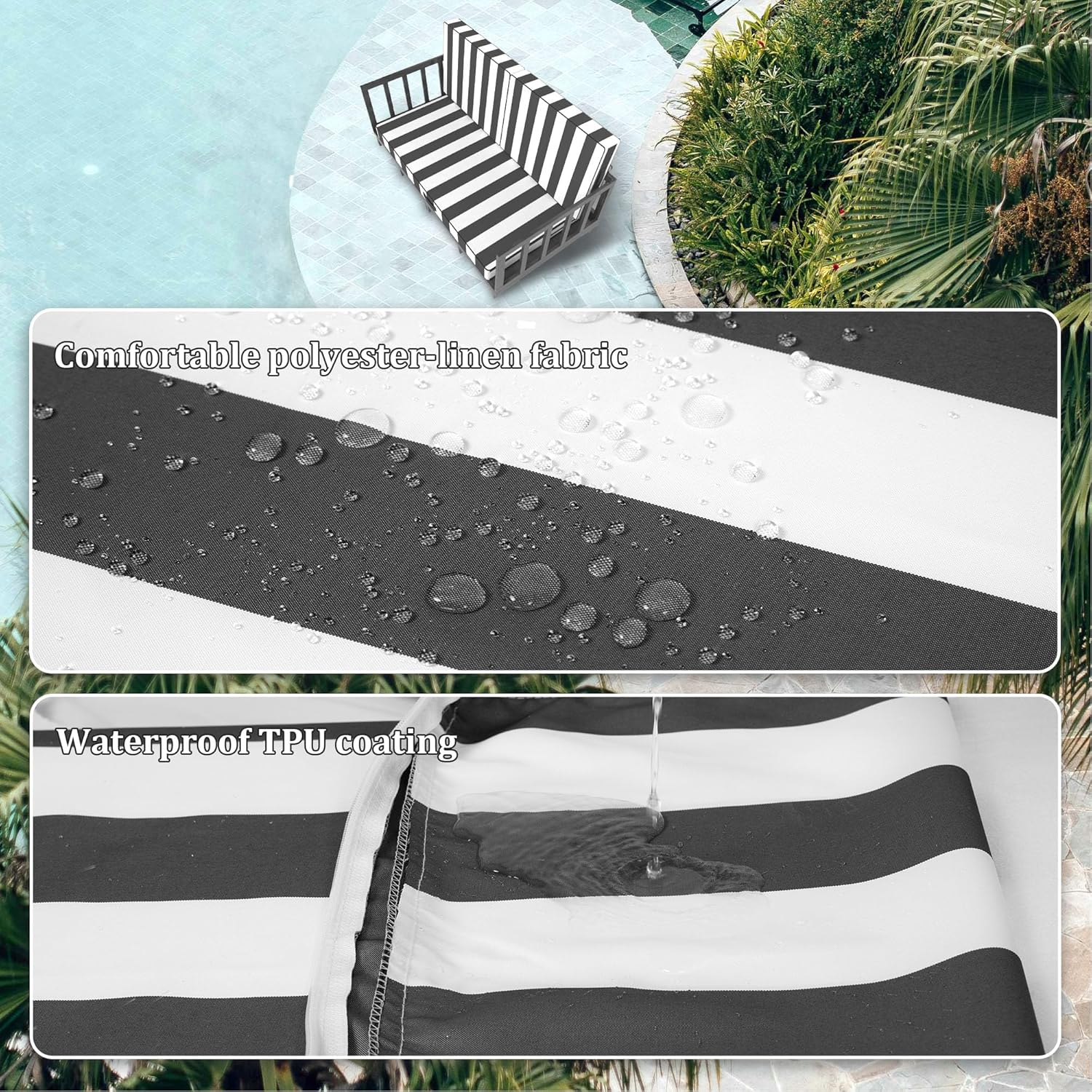 Outdoor Cushions Replacement Set, Fade Resistant Waterproof Pe Wicker Rattan Sofa Pad for Outdoor Furniture,131