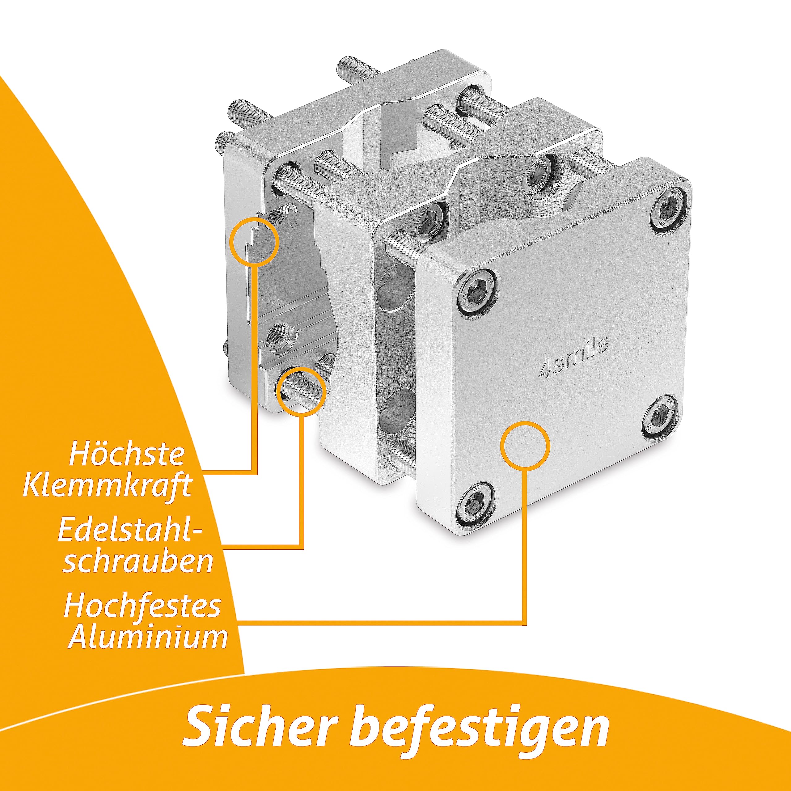 4smile Sonnenschirmhalter Balkongeländer aus Aluminium, Silber