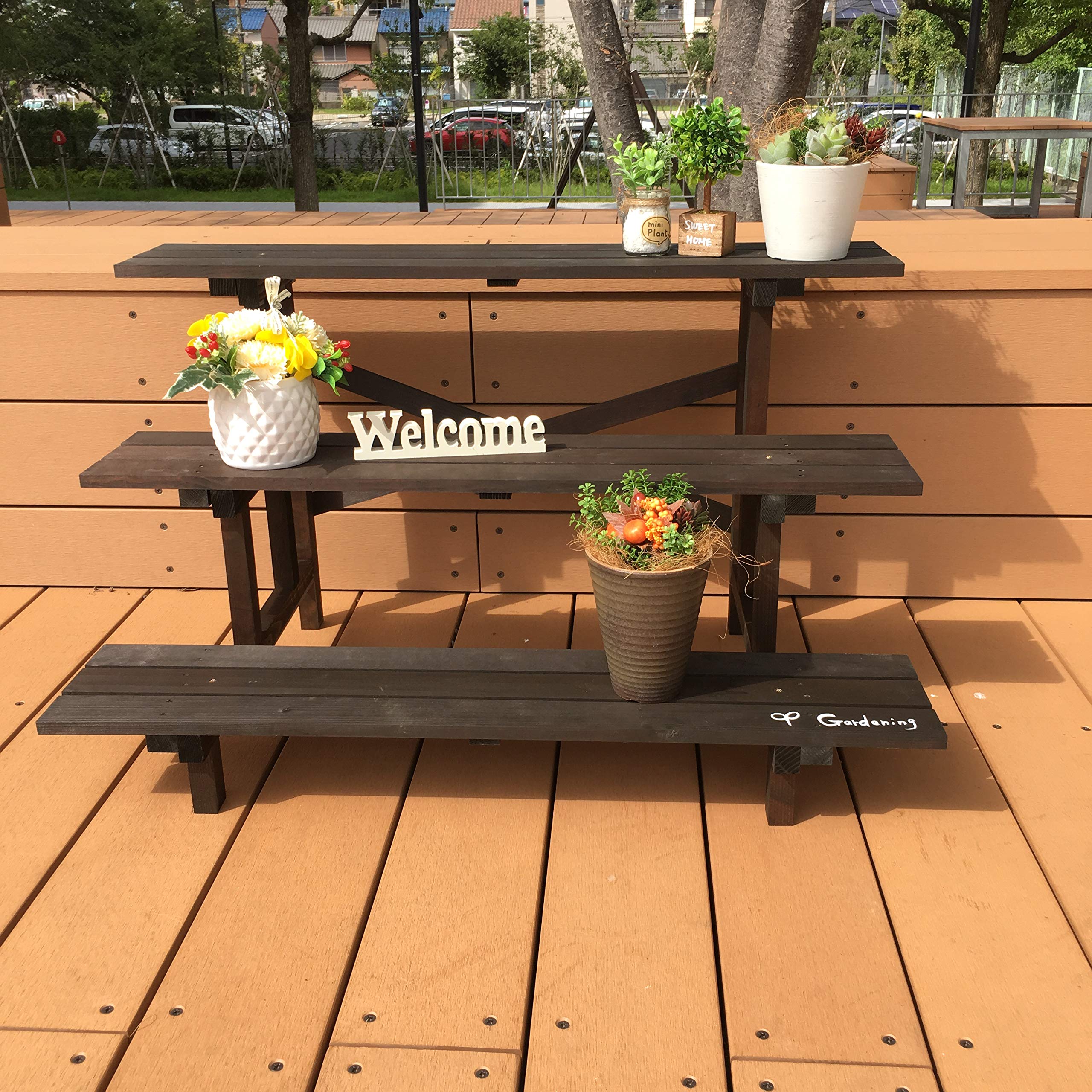Amazon.co.jp: ガーデンフラワースタンド 3段860 W86cm × D50cm × H49