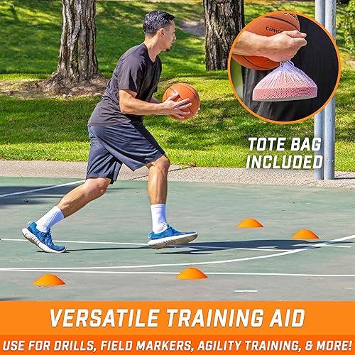 Miniatura 3 de GoSports - Conos deportivos premium para entrenamiento de agilidad y ejercicios - Paquete de 20 unidades con bolsa - Naranja, verde, rosa, amarillo