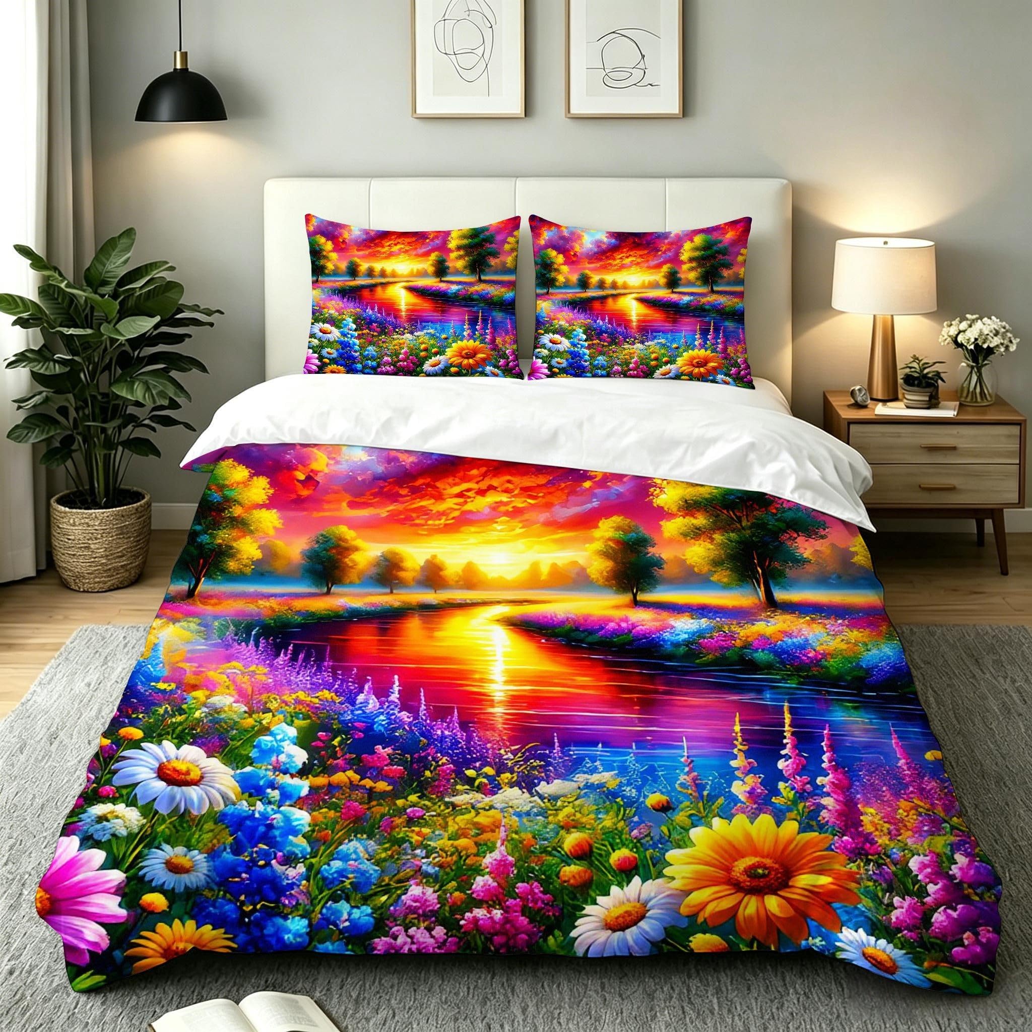 Copripiumino Matrimoniale Fiori Rossi 260x240, ZW654 | Traspiranti Durevoli Microfibra, per Tutta la Famiglia, Matrimoniale, per Tutte le Stagioni, con 2 Federe 50x80 cm