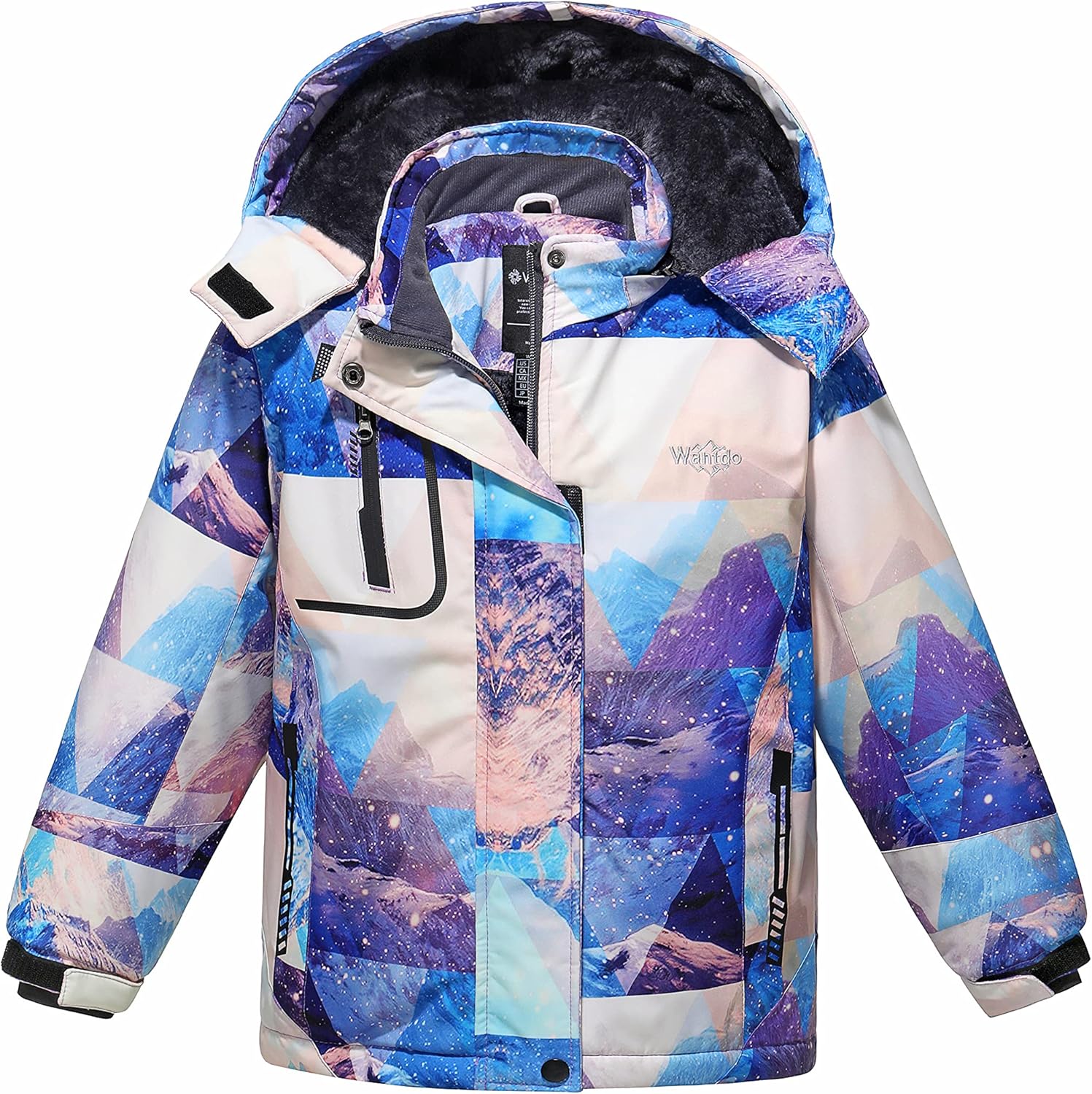 wantdo Girls' Waterproof Winter Coat Fleece Ski Jacket Hooded Snow Coat Warm Raincoat Outerwear