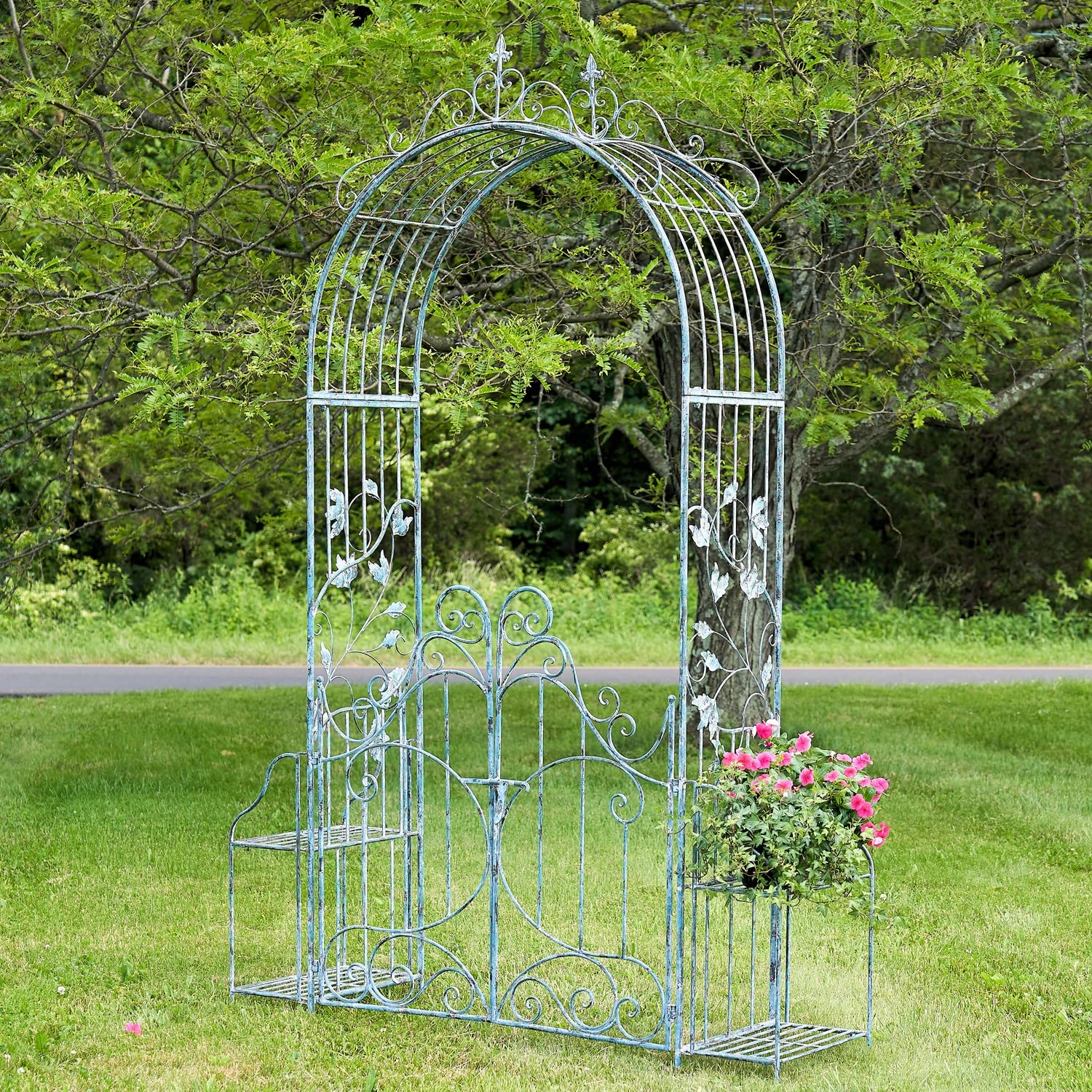 Amazon.com : 8Ft. Tall Metal Garden Gate Arbor with 2 Tiered