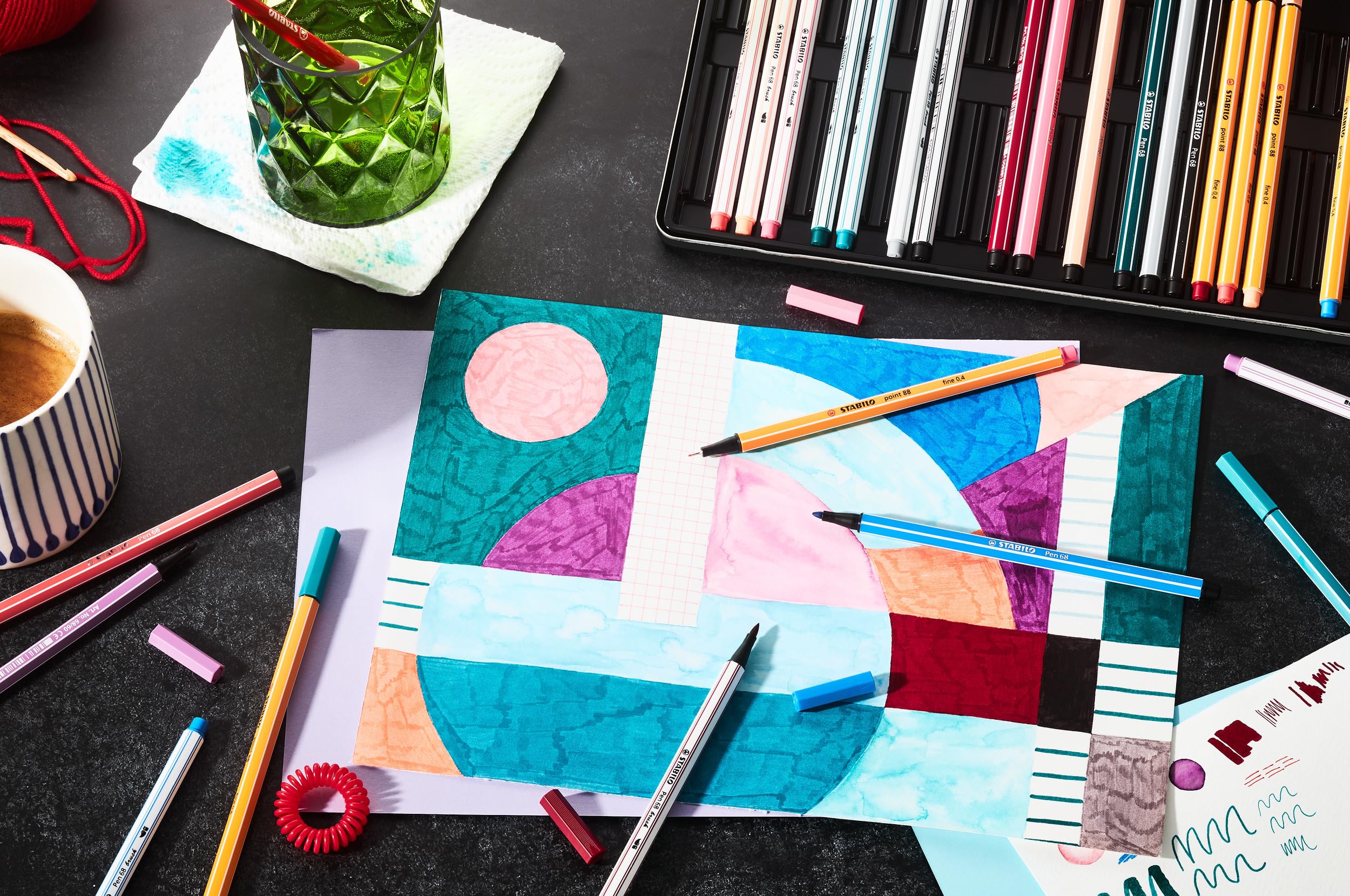 STABILO Set Créatif "ARTY", étui en métal de 30 pièces