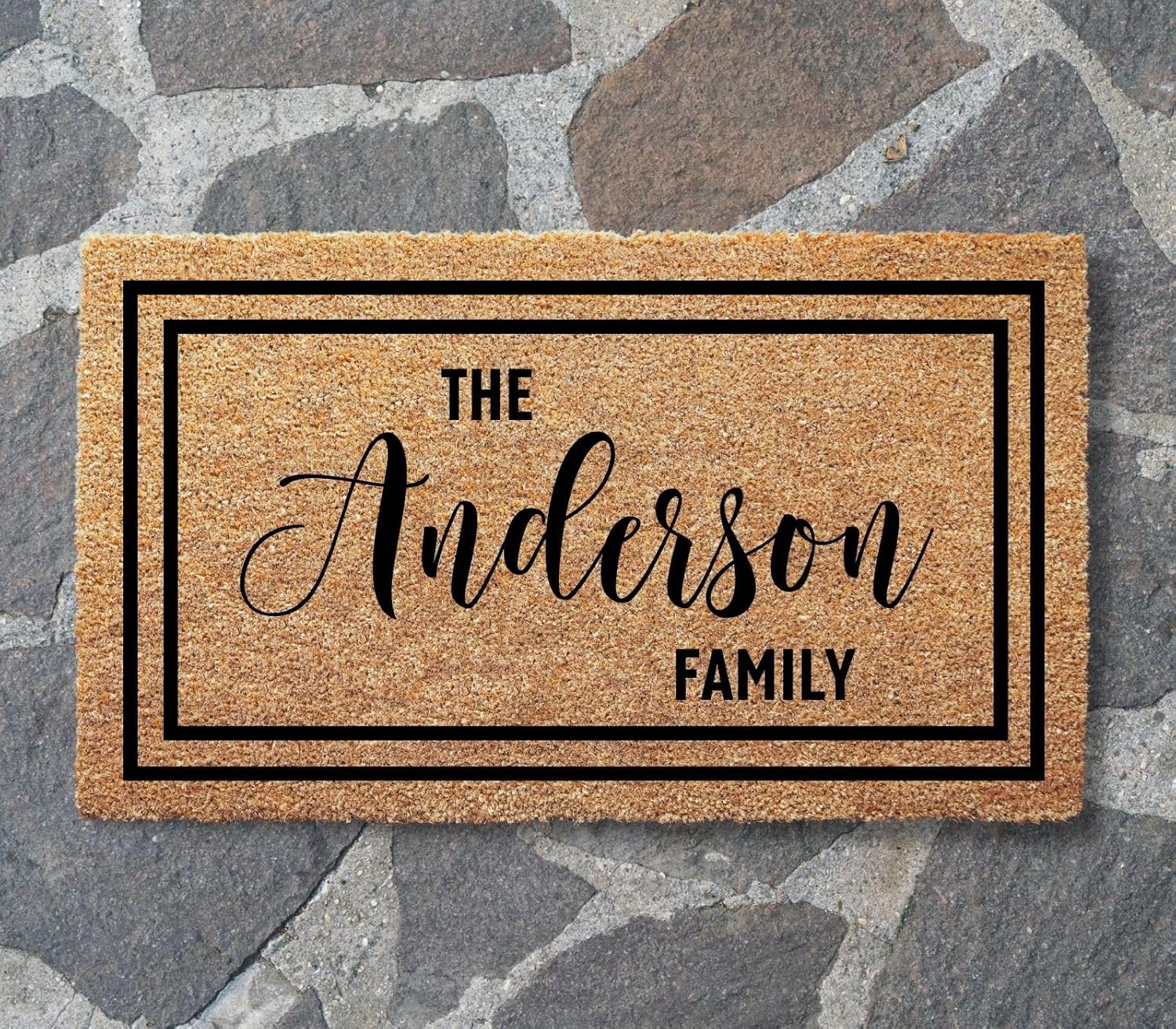 clicked craft Personalized Door Mat with Family Name - Custom Doormat with Anti-Slip Backing - 3 Size Options - Custom Door Mats for Front Door Front Door Mat for Outdoor Decor