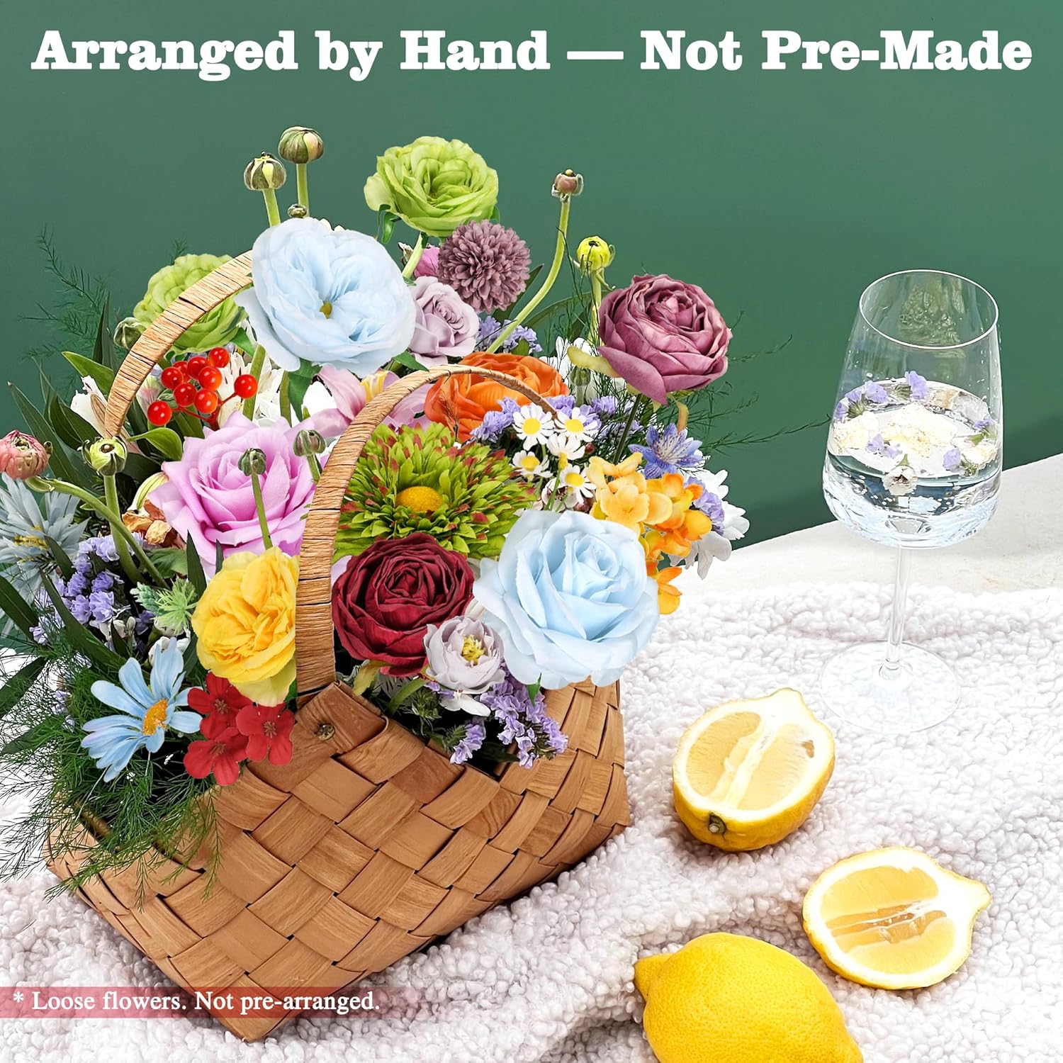 Artificial Flowers Combo Box, 38PCS Fake Flowers, Silk Flower Mix with Wire Stem, DIY Wedding Bridal Bouquet for Arrangement, Shower Party Home Décor, Multi Color