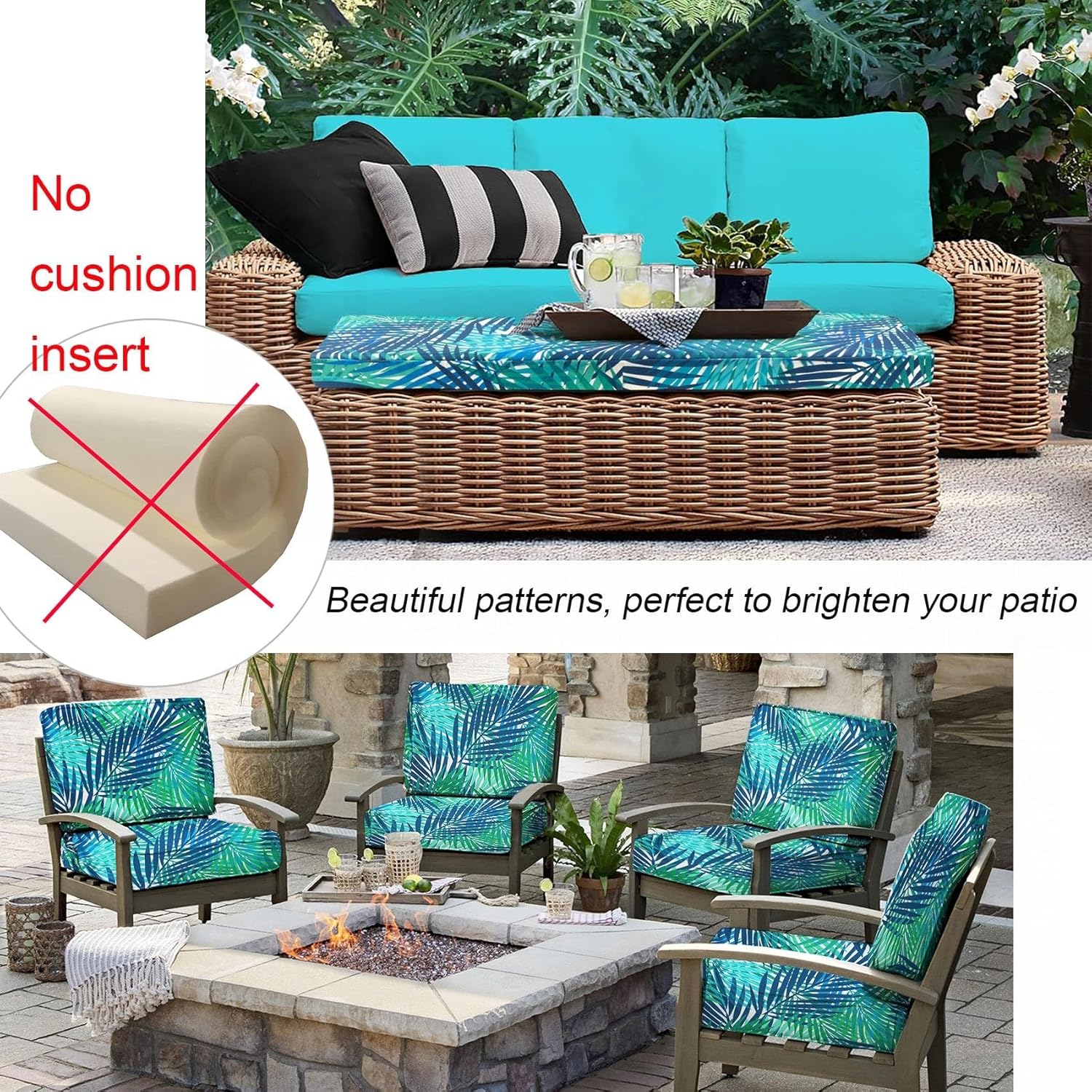 NettyPro Outdoor Bench/Loveseat Cushion Cover 48 x 18 x 3 Inch, Water Resistant UV Protection Patio Furniture Swing Cushion Slip Cover with Zipper, Replacement Cover Only