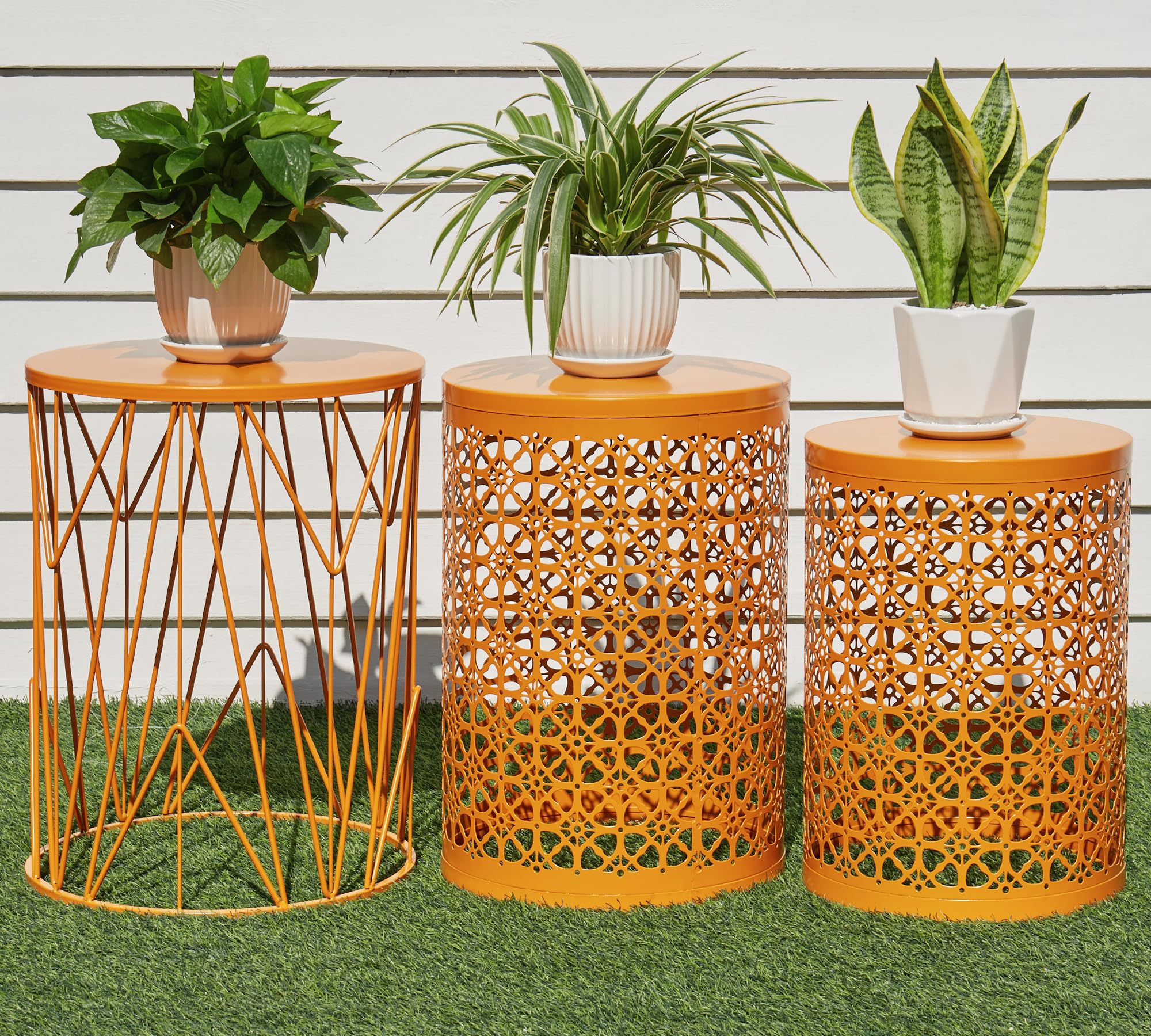 Amazon.com: HFHOME Set of 3 Heavy-Duty Round End Side Table