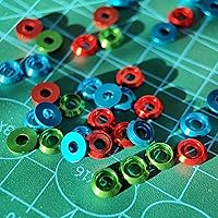 Vista 6 de [60PCS] Arandelas de avellanado M3 Color Negro, Aleación de aluminio anodizado, Juntas de arandelas de cabeza Cuña de Copa para Tornillo