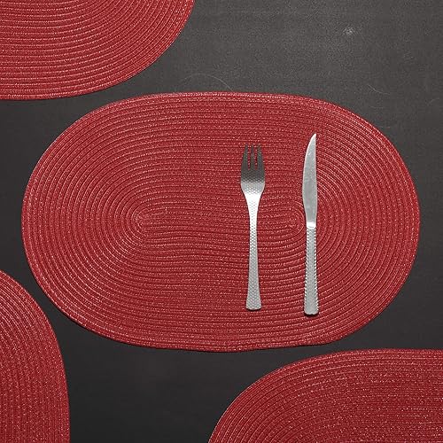 Miniatura 6 de AHHFSMEI Juego de 6 manteles individuales redondos trenzados para mesas de comedor, tejidos naturales, resistentes al calor, 15 pulgadas (beige)