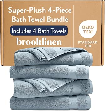 Brooklinen 100% Turkish Cotton Bath Towels Spa-Quality Cotton - Set of 4, Storm