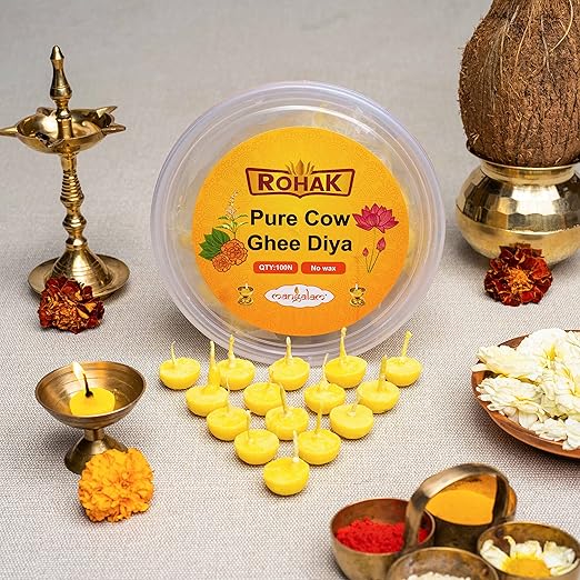 MANGALAM Rohak Pure Cow Ghee DiyaPack Of 1 100 Pieces Diya Batti For