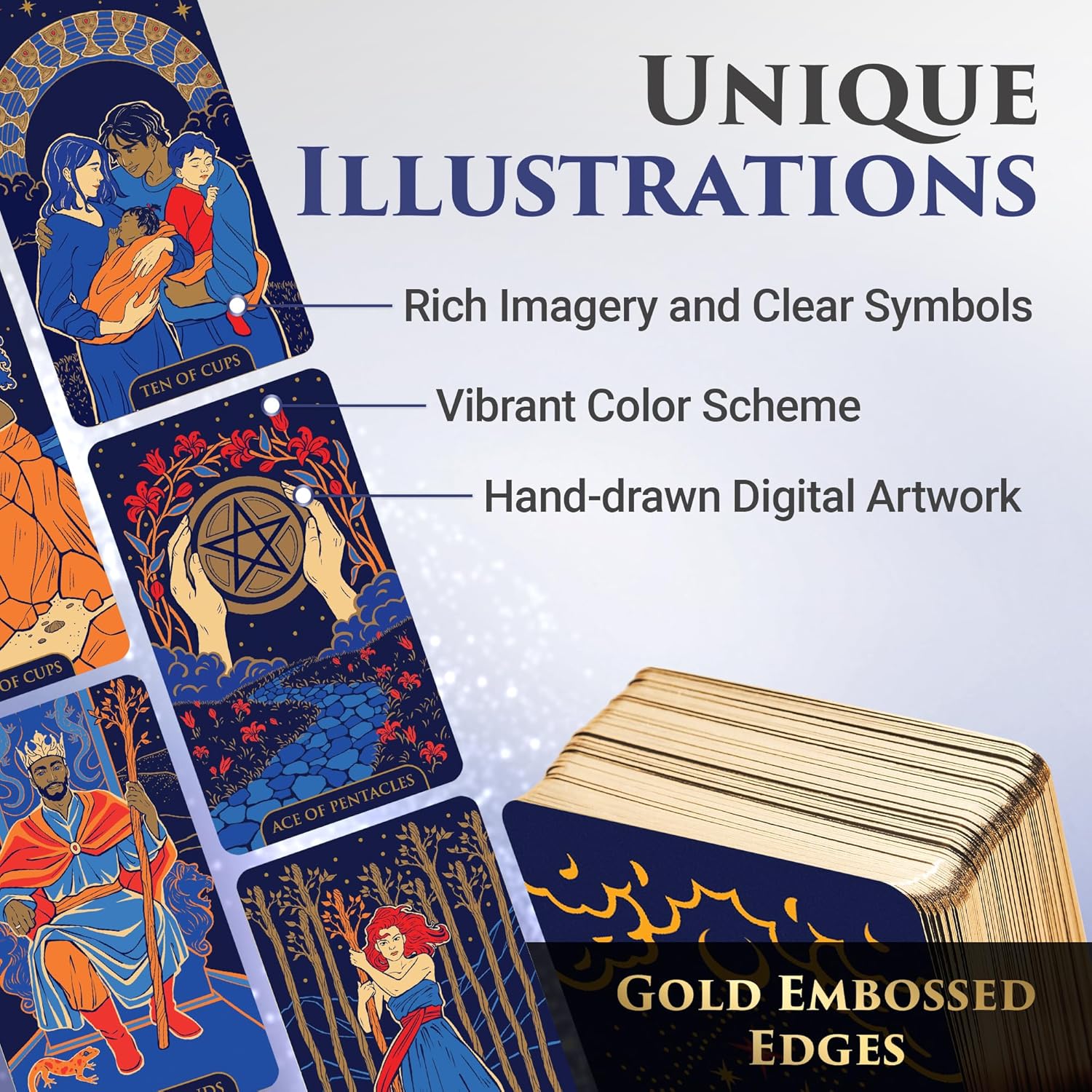 Wyspell Tarot Cards with Guide Book - Starlight Unique Tarot Deck for Beginners - Traditional Symbolism - Beautiful & Modern Tarot Decks (Blue) - Image 4