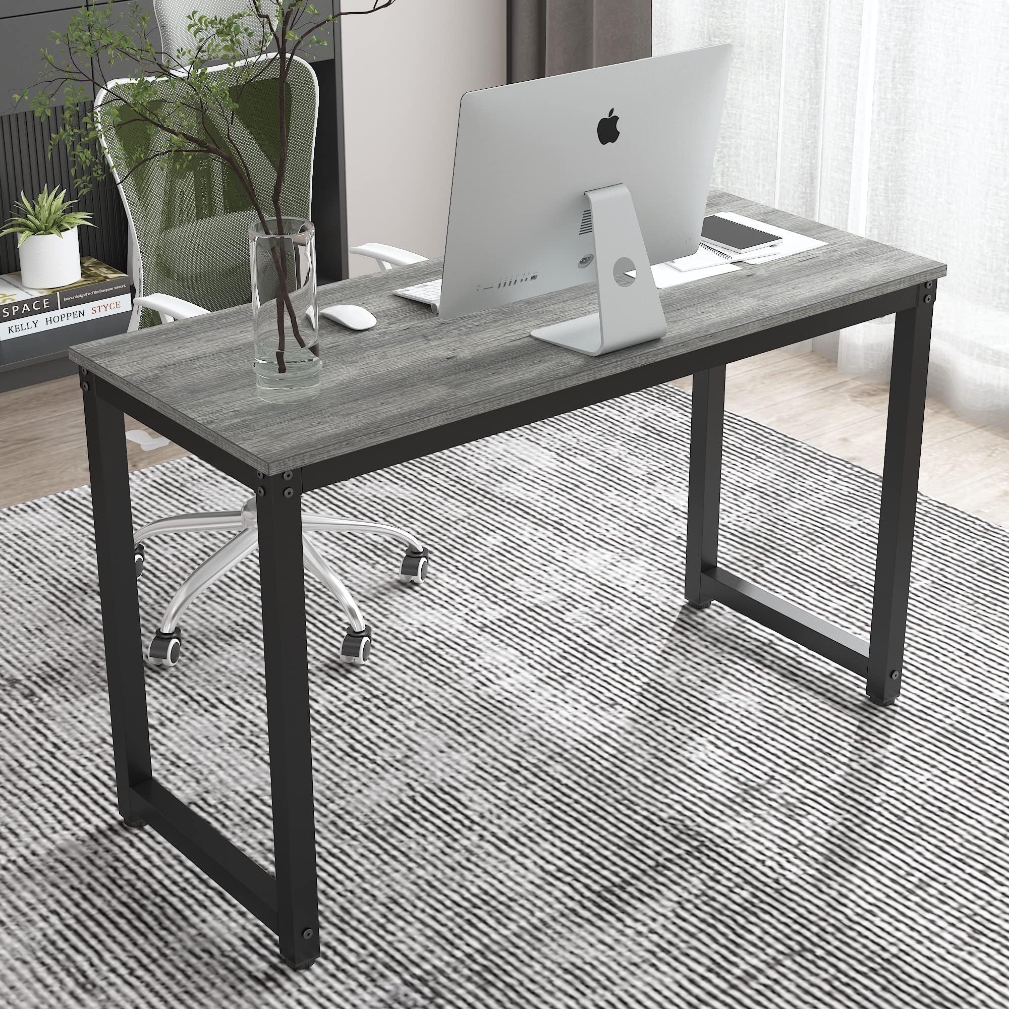 47 Inch Small Space Computer Desk, Home Office Desk, Heavy Duty Multipurpose Table, Study Desk Workstation, Gray