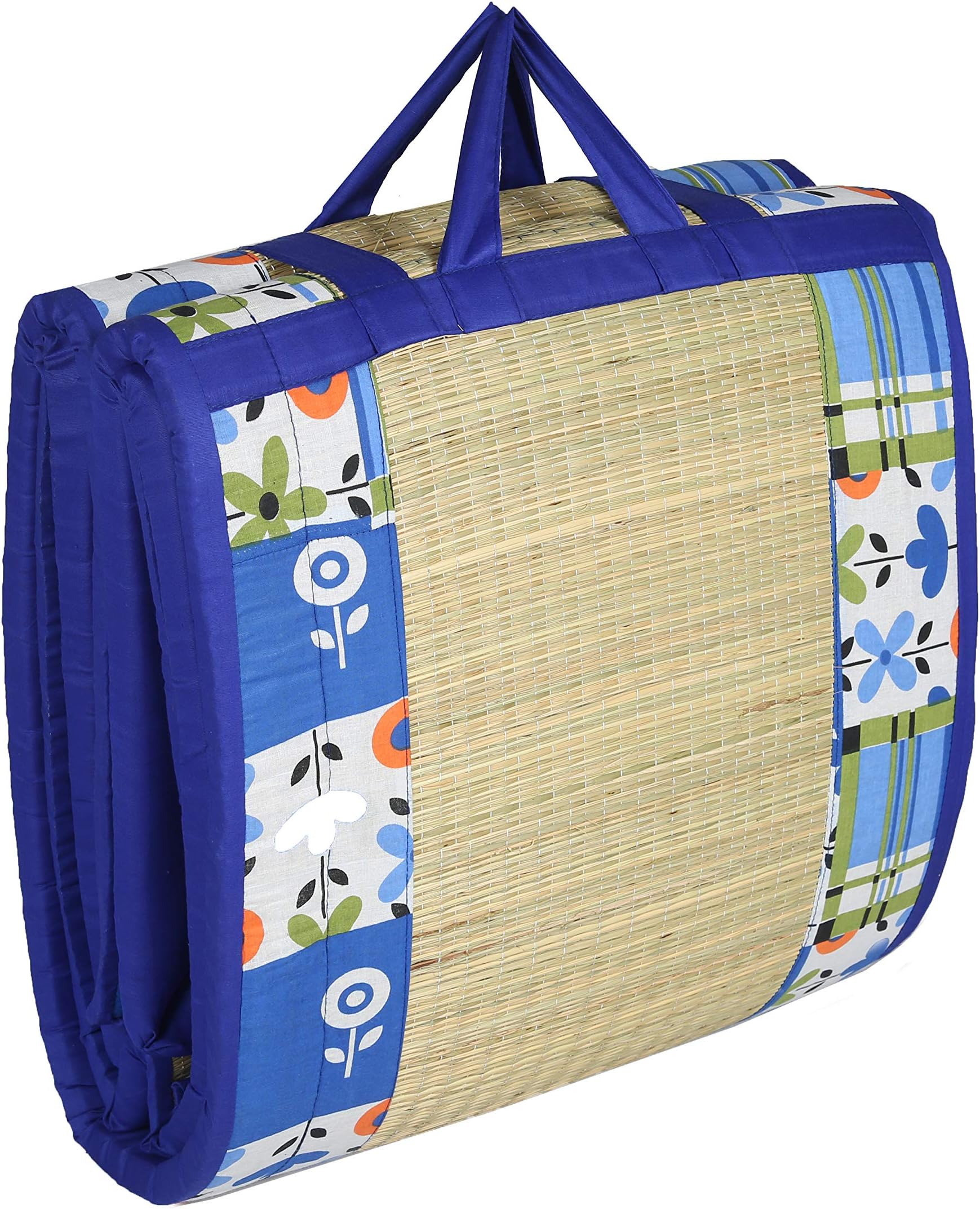 KALA DARSHAN CRAFTS BAZAAR River Grass Foldable Cushion Mat with Foam 15 mm (3 x 6 ft)