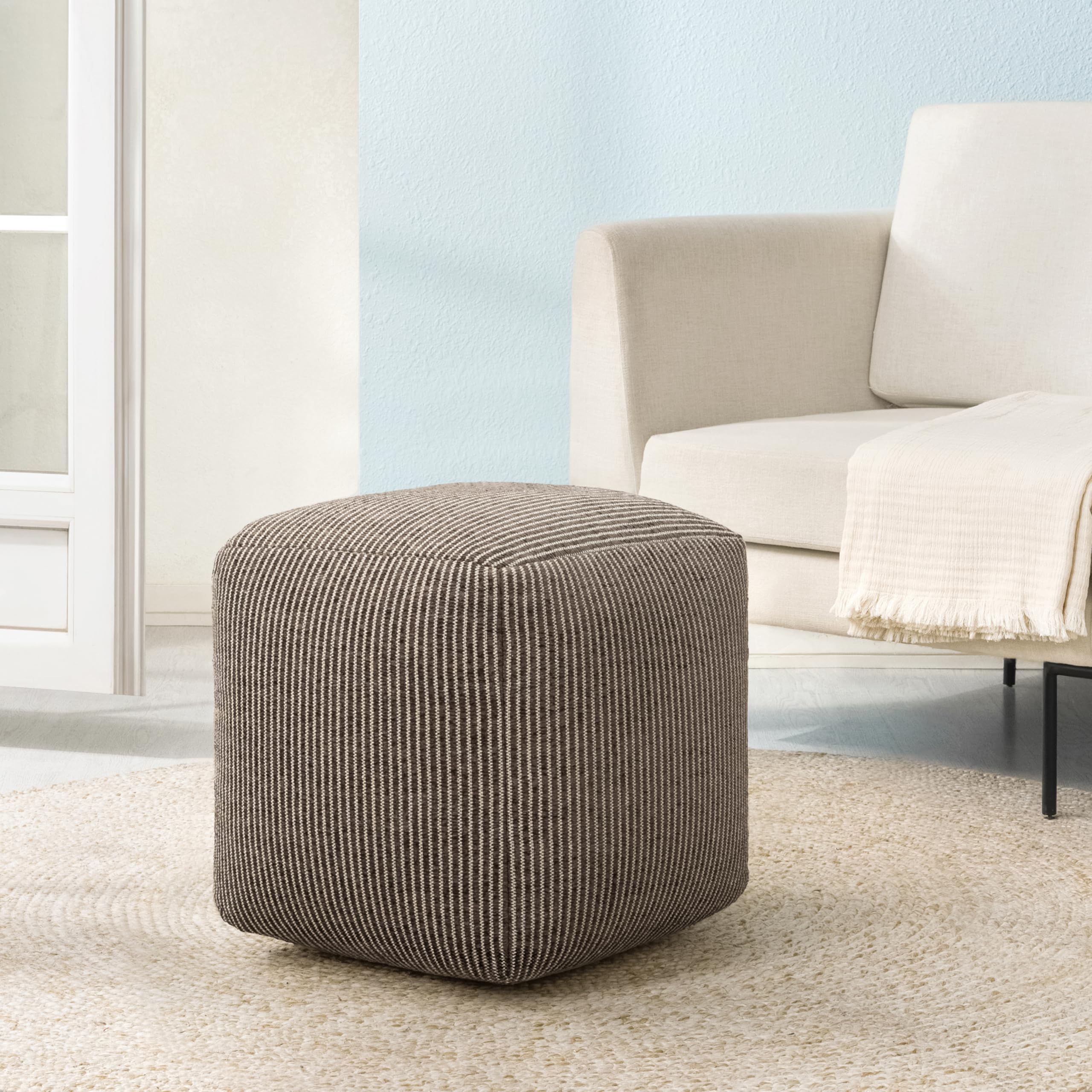 Anji Mountain 100% Handmade & Handcrafted Comfortable Home Décor Pouf Ottoman Footrest for Living Room, Bedroom, Nursery, Kidsroom, Patio Furniture - (20" x 20" x 20" - Mocha Bisque)