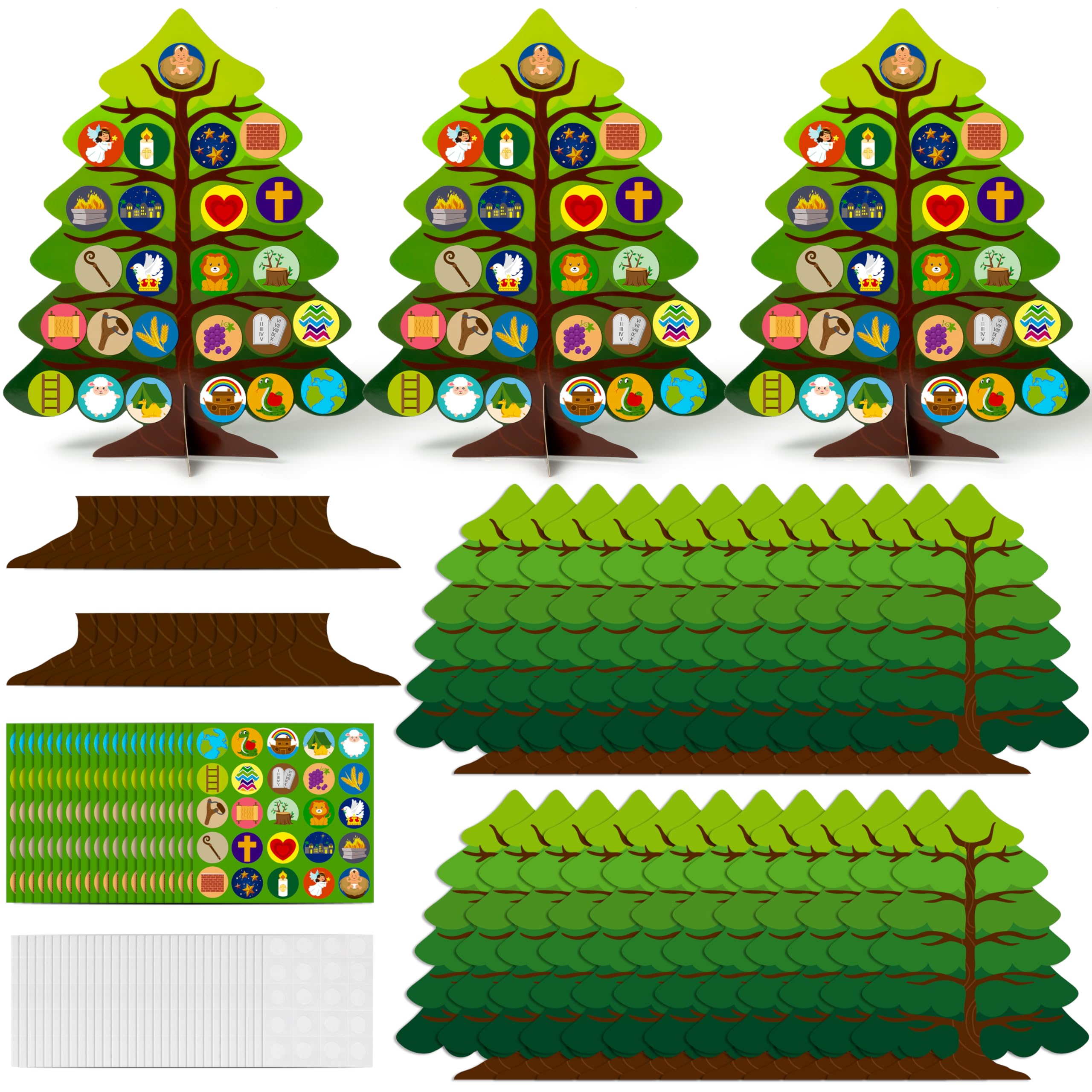 WATINC 24Pcs Jesse Tree Craft Kit for Kids, Make Your Own Christmas Advent Jesse Tree Craft Art, Christian Countdown to Christmas School Classroom Activity Art Project Supplies Party Decoration