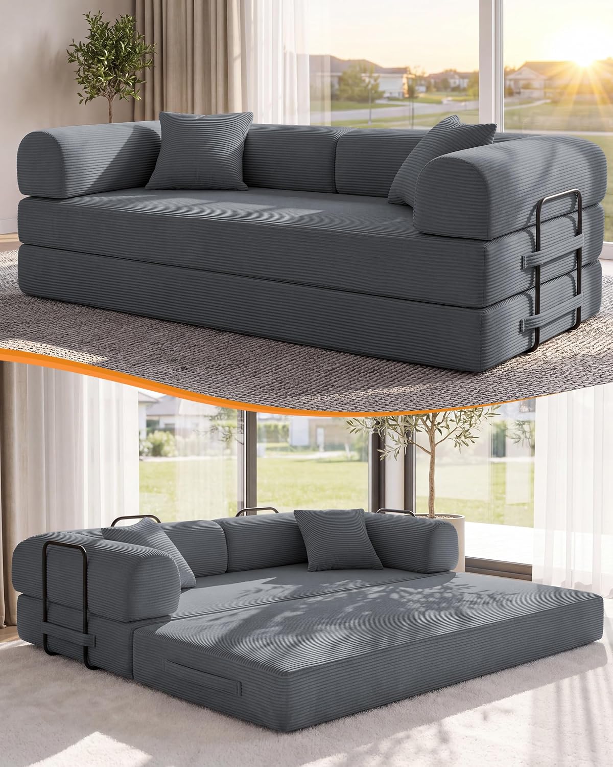 79" Boneless Convertible Futon Sleeper Sofa Bed, No Assembly Required