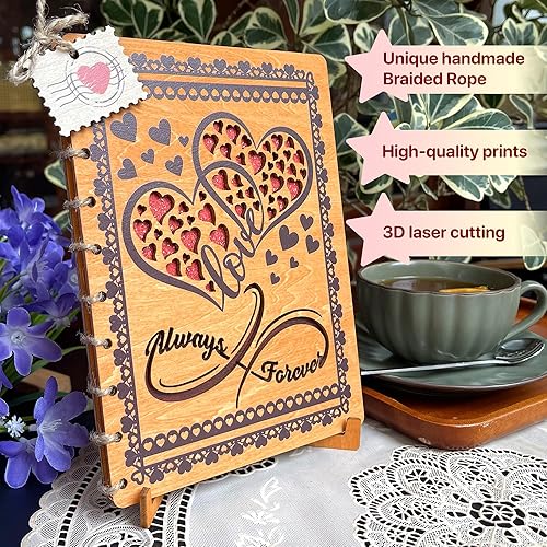 Miniatura 3 de ONLANKET Love Infinity - Tarjetas de aniversario de madera de 6 x 8 pulgadas, tarjeta de cumpleaños de madera, tarjeta de feliz aniversario para él