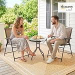 Ensemble bistro de patio Outsunny 3 pièces, 2 chaises pliantes avec dossier réglable et table de bar ronde de 24" pour jardin, balcon, brun