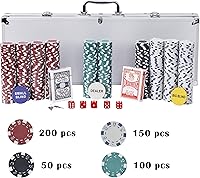 Vista 2 de Smartxchoices Juego de fichas de póquer de 500 piezas de 0.41 oz estilo dados, fichas de póquer de casino de arcilla con estuche de aluminio, dados
