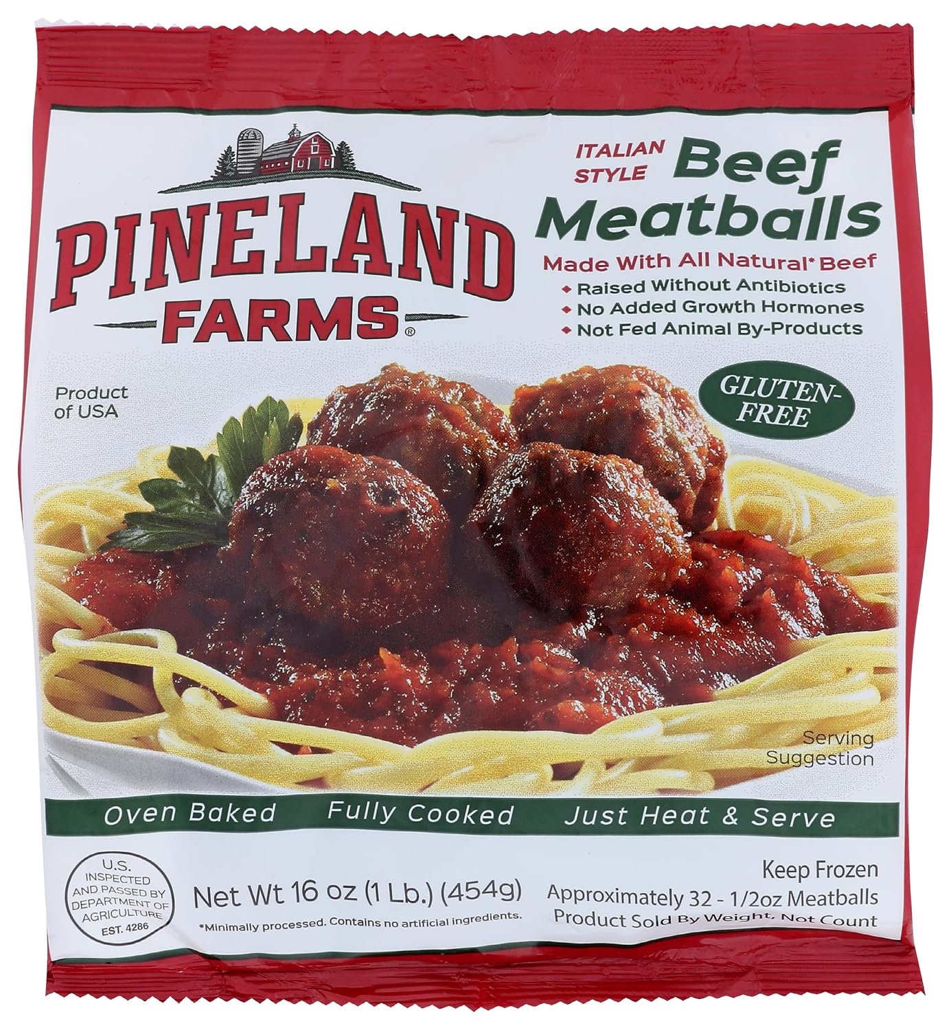 PINELAND FARMS NATURAL MEATS Italian Style Beef Meatballs, 16 OZ
