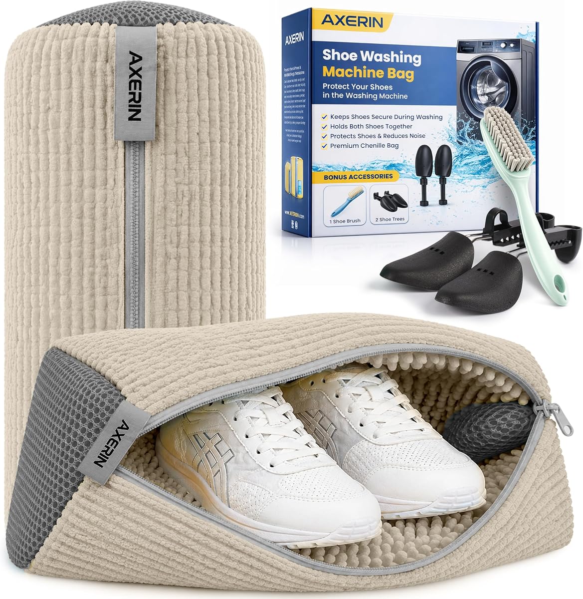 Shoe Washing Machine Bag for Washer and Dryer – 2pc Reusable Shoe Cleaning Bag for Sneakers & Tennis Shoes