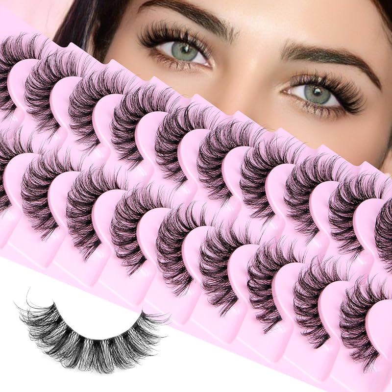Cílios postiços wispy 3D com curvatura D, faixa transparente, 14 mm, calphdiar, pacote com 10 pares