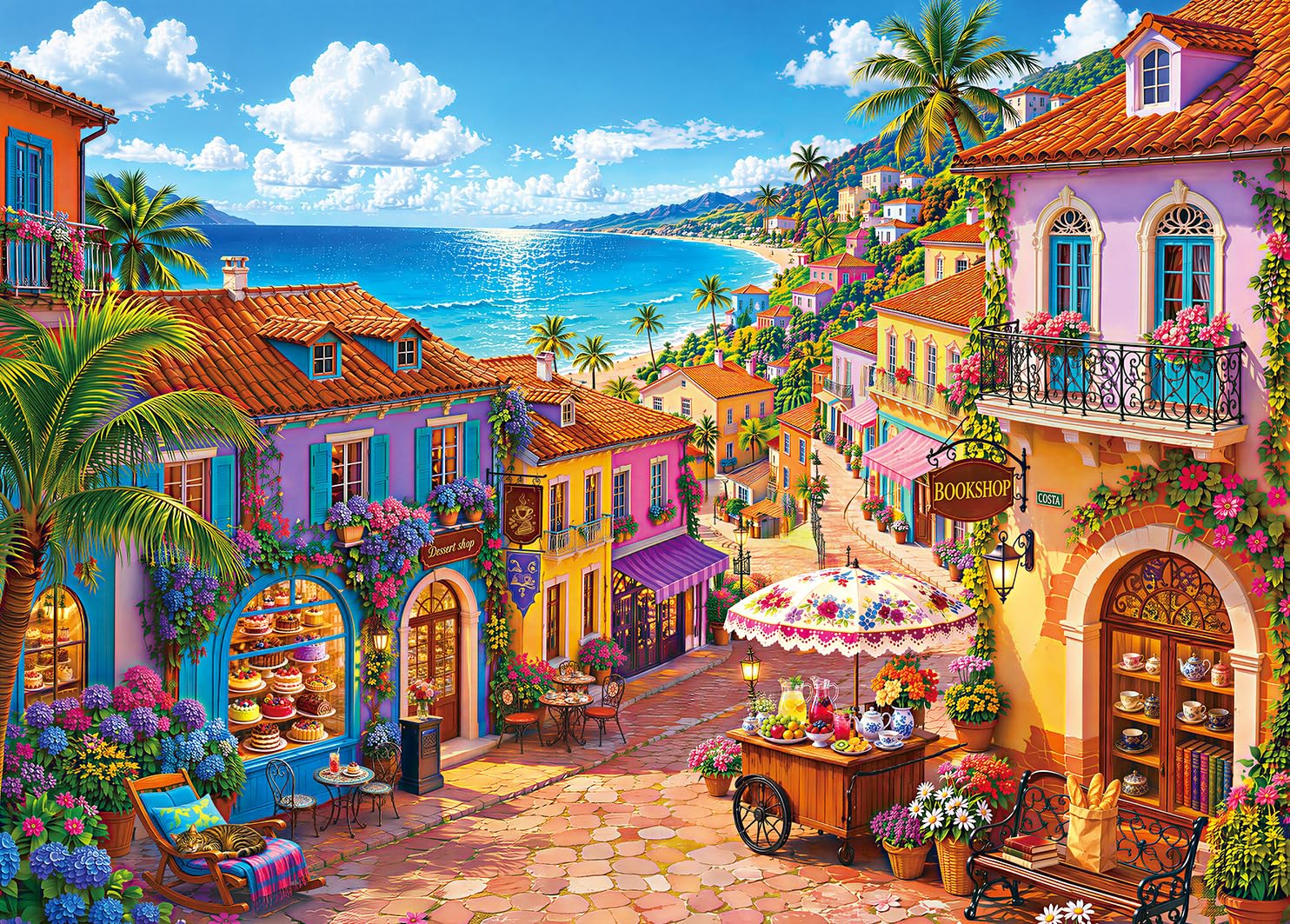 Puzzles 1000 Pieces for Adults-Sunny Bay Village — image 1