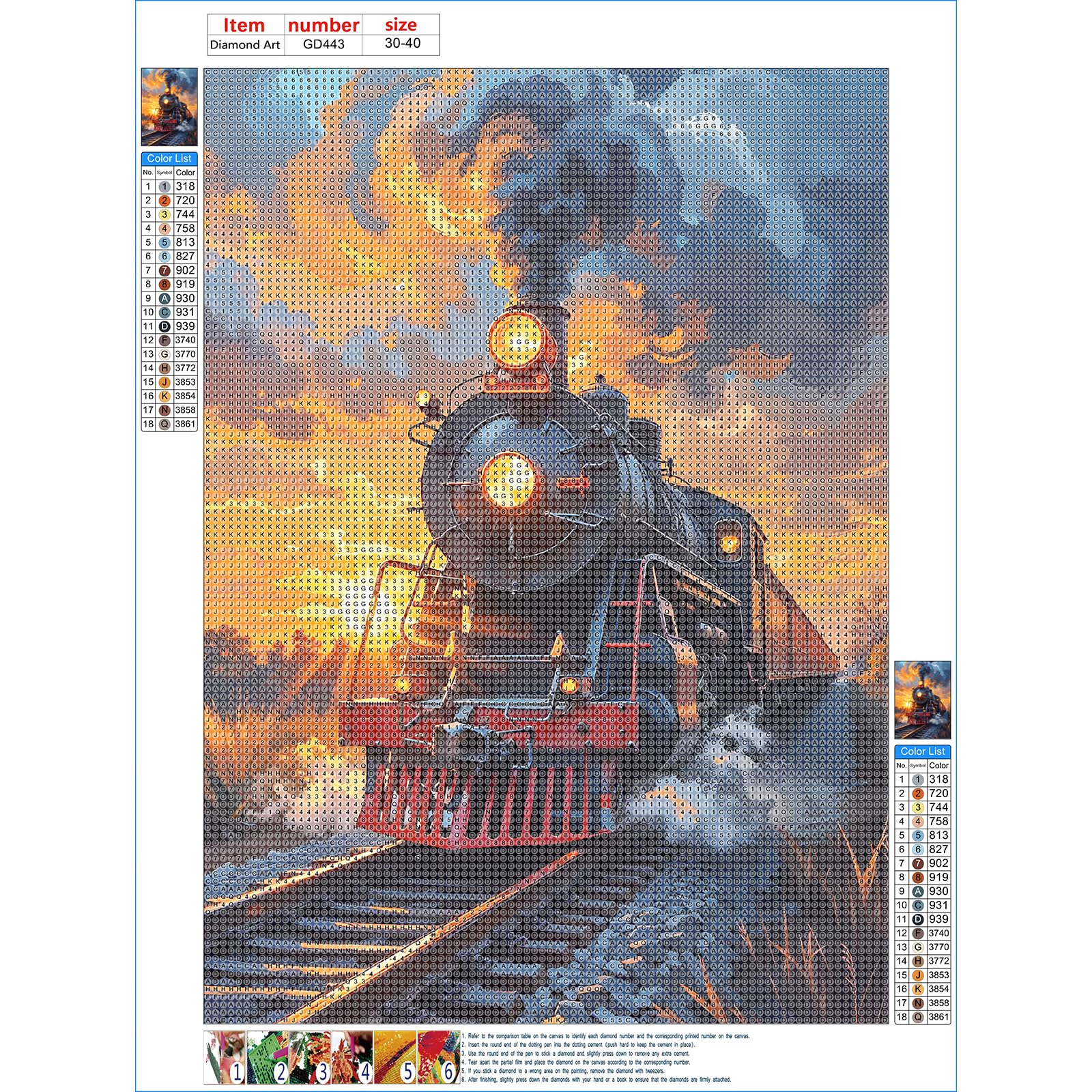 Cooiiye 5D Trains à vapeur Diamond Painting DIY Peinture Diamant Kit pour Adulte,Round Broderie Diamant Painting Kit Complet Strass Point de Croix Diamond Art Maison Murale Decoration 60x80cm
