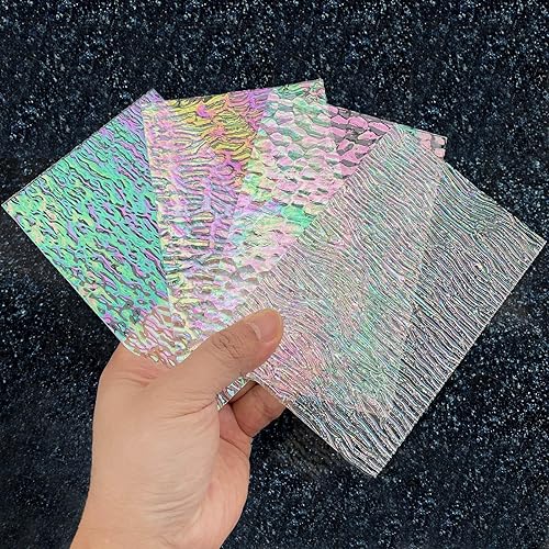 Miniatura 55 de LITMIND Paquete variado de 24 hojas de vidrieras transparentes de catedral, 4 x 6 pulgadas, vibrantes vidrios de arte arcoíris para atrapasoles