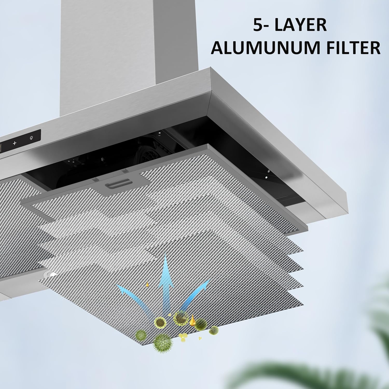 30 inch Wall Mount Range Hood, Touch Control LED Lights, 460 CFM Quiet Kitchen Stainless Steel Vent Hood with 3 Speed Exhaust Fan Ducted/Ductless Convertible, Dishwasher-Safe Baffle Filters