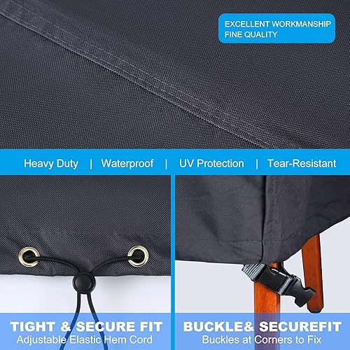 Miniatura 4 de Fundas rectangulares impermeables para muebles de patio, de 108 x 82 x 23 pulgadas, tela Oxford 600d, cubierta exterior extra grande para mesa