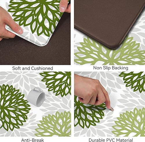 Miniatura 62 de Juego de 2 tapetes de cocina acolchados antifatiga, impermeables, antideslizantes, tapete de espuma viscoelástica, tapete cómodo para fregadero