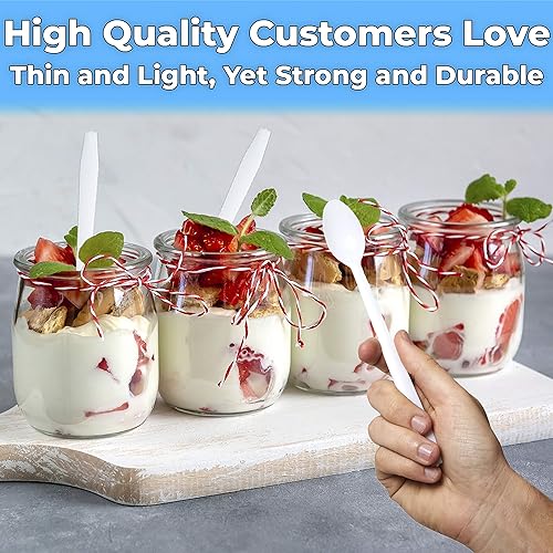 Miniatura 4 de Cucharas de Sundae extralargas y resistentes de 8 pulgadas, 200 unidades, utensilios de plástico desechables resistentes para helados, batidos, té y