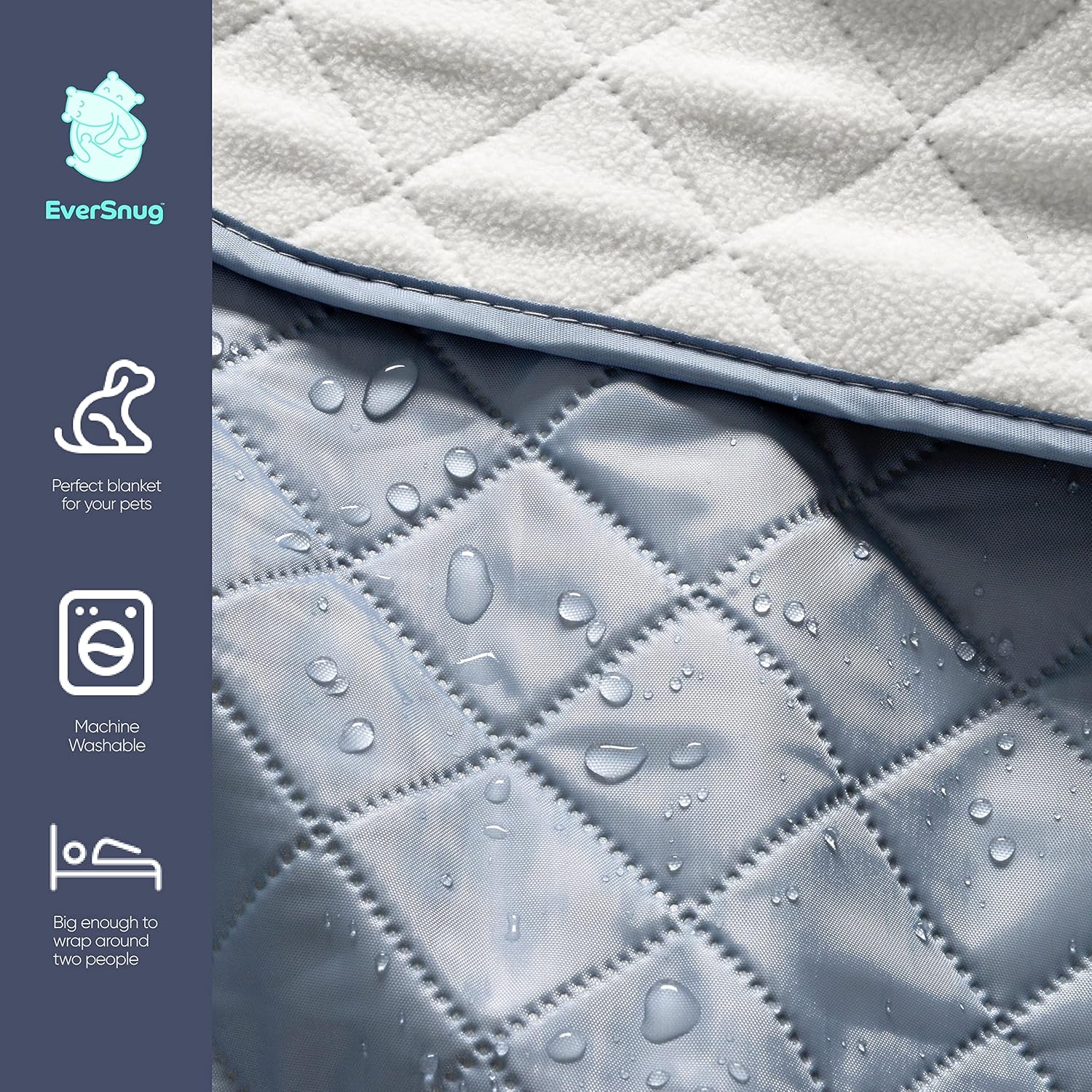 EverSnug Large Waterproof Outdoor Blanket - Extra Thick Premium Quilted Fleece, Waterproof & Windproof, Great for Camping, Picnics, Beaches, Stadiums, Dogs