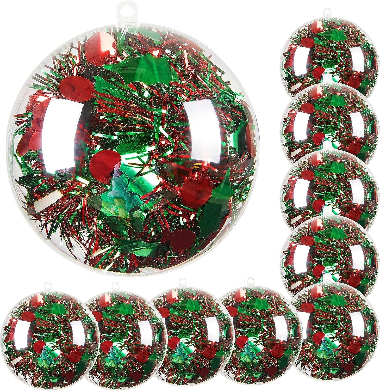 Clear Plastic Fillable Baubles 5cm 8cm 10cm, 20pcs in Each, Christmas