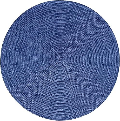 Miniatura 40 de HODJOY Mantel individual redondo tejido para interiores y exteriores, 15 pulgadas, juego de 6 unidades (aguamarina) Aqua,Negro,Verde lima,Azul