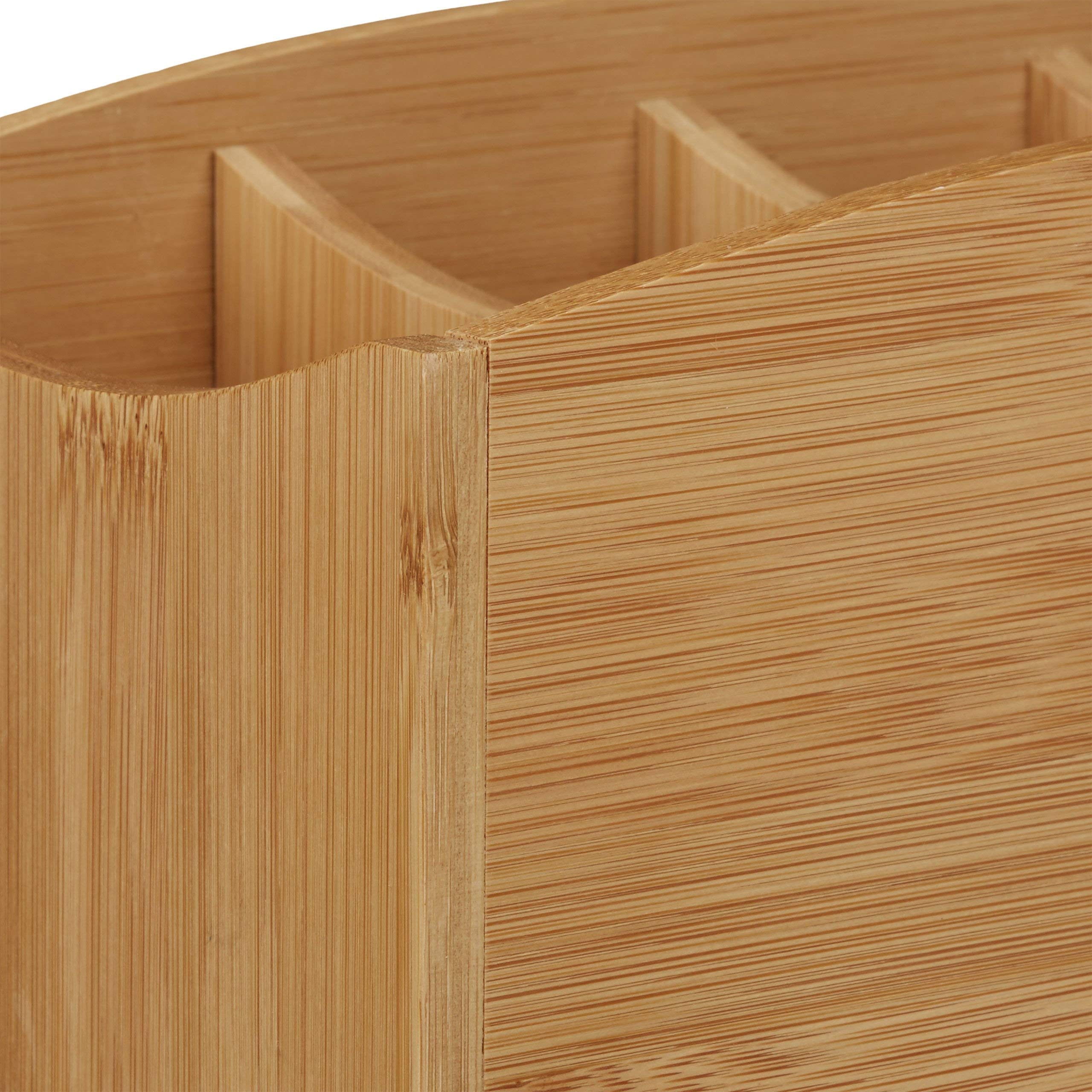 Relaxdays Schreibtischorganizer aus Bambus, Stifteköcher mit 4 Fächern, natürliche Maserung, HBT: ca. 11,5 x 26 x 13 cm, natur (Packung mit 2)