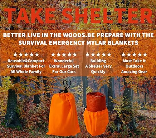Miniatura 5 de BESTHUNTINER Mantas térmicas reutilizables de emergencia  diseñadas para la NASA al aire libre supervivencia primeros auxilios grosor impermeable