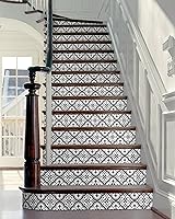 Vista 12 de FLFK - Adhesivos de escalera con efecto cascada - Juego de 15, adhesivos para peldaños de escalera tipo pela y pega, 39.3 x 7.08 pulgadas